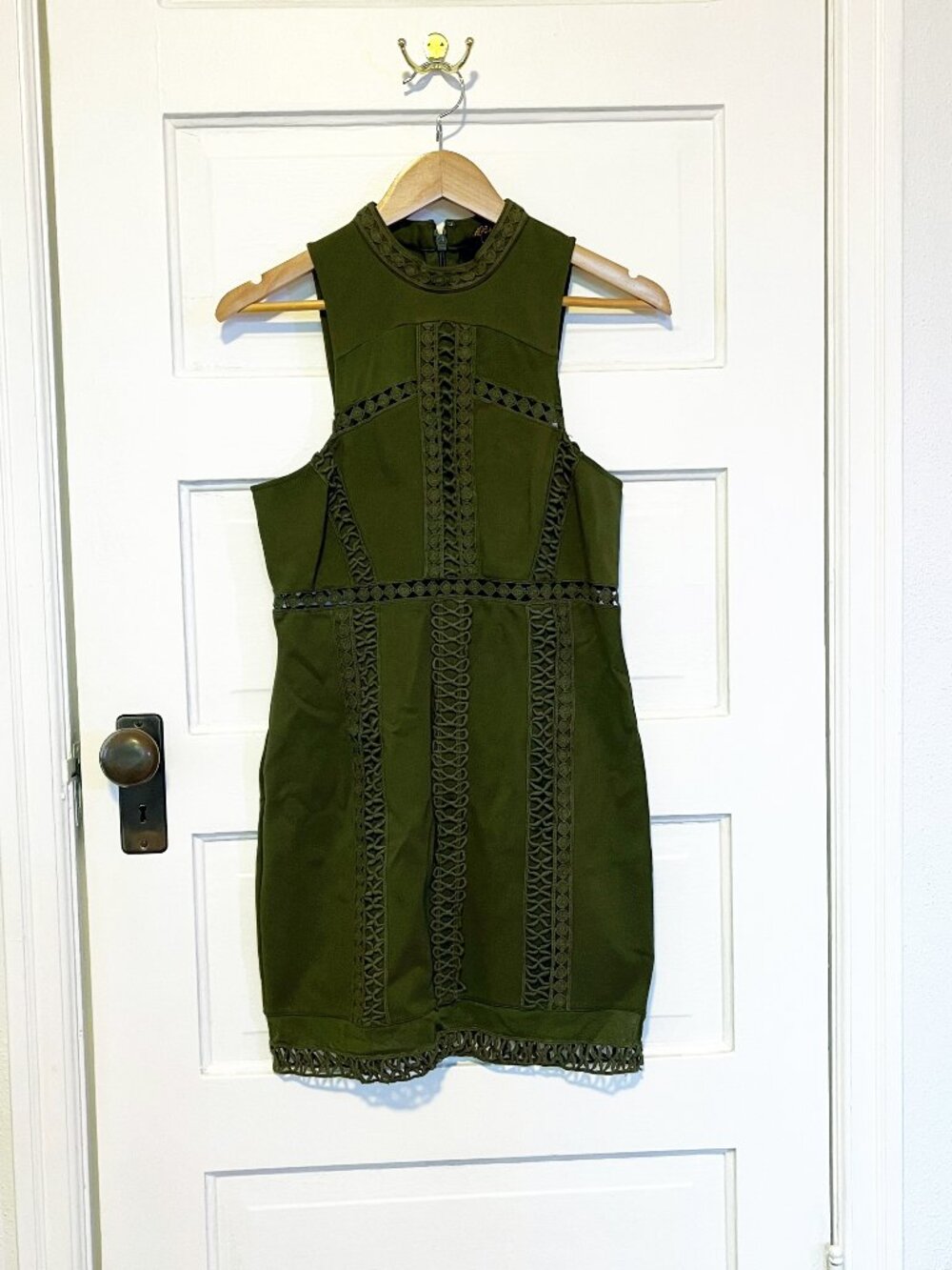 Free People Green Lace Bodycon Mini Dress S